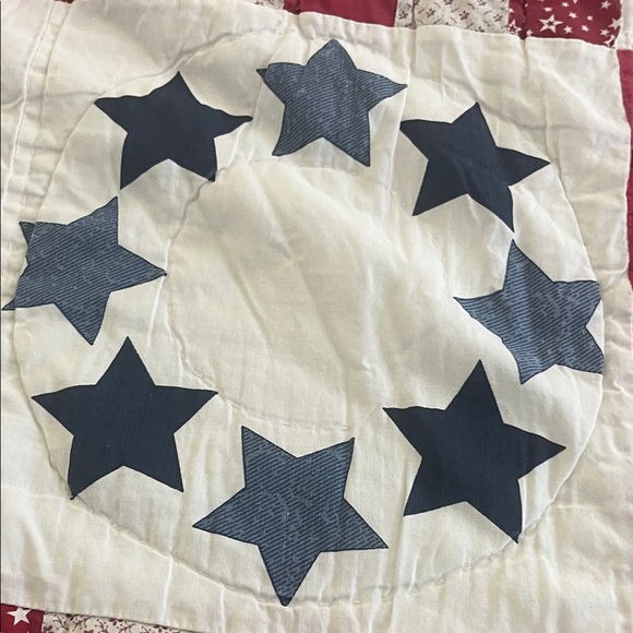 PIECED QUILT Patriotic Patchwork Quilt Sawtooth Stars AMERICANA - Picture 6 of 13